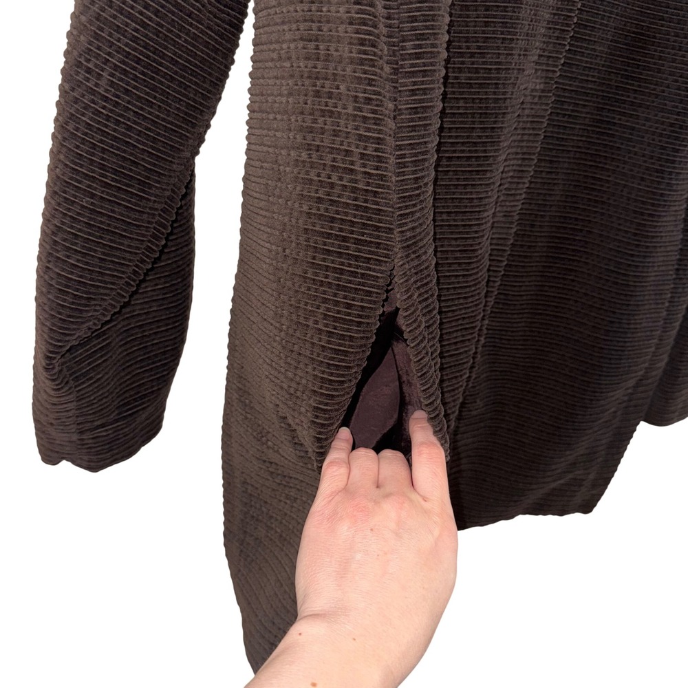 Eileen Fisher Woman Brown Corduroy Hooded Jacket Women's Size 1X - Picture 3 of 9